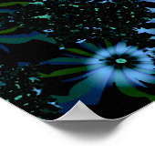 Mooie blauwe bloemen, fractale kunst poster (Hoek)