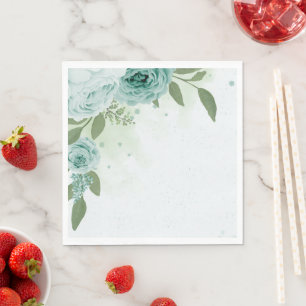 mooie blauwe bloemen groen blad botanische servett servet