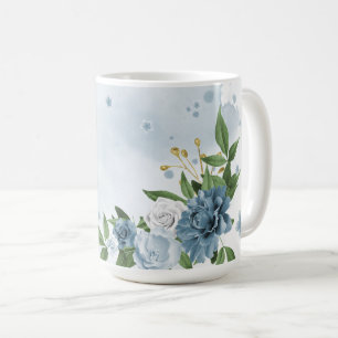 mooie blauwe bloemen groen koffiemok