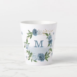 mooie blauwe bloemen groen latte mok