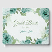 mooie blauwe bloemen groen voor botanische bruilof gastenboek (Voorkant)