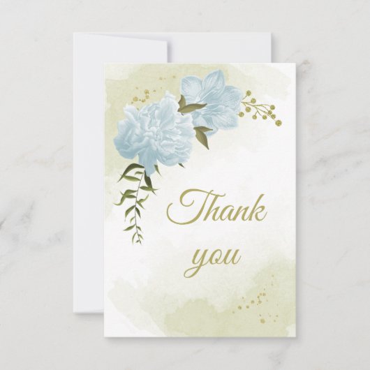 mooie blauwe bloemen groene botanische bloemen bedankkaart (Voorkant)