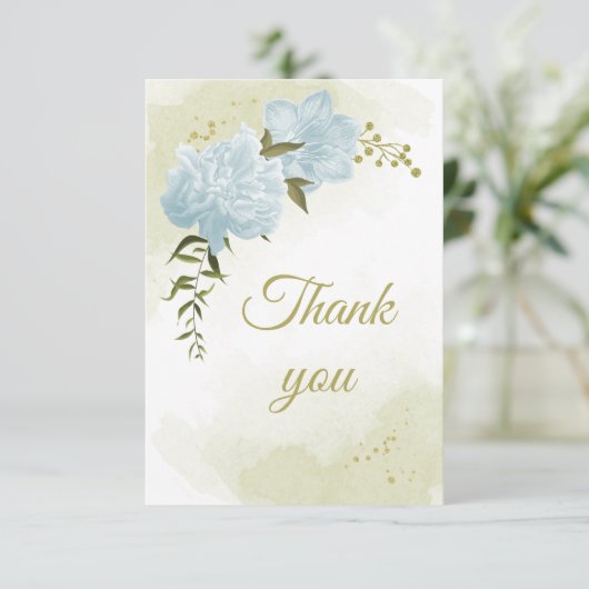 mooie blauwe bloemen groene botanische bloemen bedankkaart (Staand voorkant)