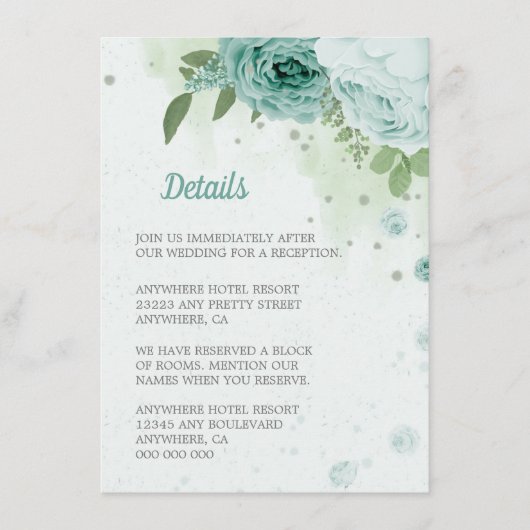 mooie blauwe bloemen groene botanische bloemen informatiekaartje (Voorkant)