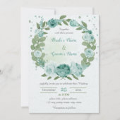 mooie blauwe bloemen groenery met brute bruiloft kaart (Voorkant)