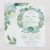 mooie blauwe bloemen groenery met brute bruiloft kaart (Voorkant / Achterkant)