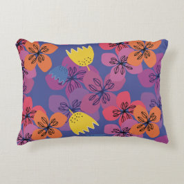 Mooie blauwe bloemen kleurrijke modern accent kussen