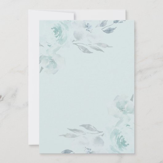 Mooie Blauwe Bloemen met Monogrammen Bruiloft Kaart (Achterkant)