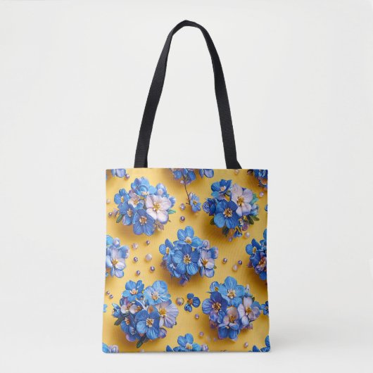 Mooie blauwe bloemen tote bag (Voorkant)