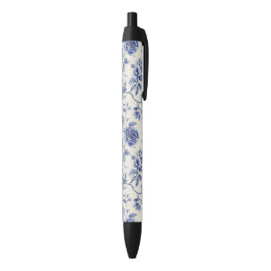 Mooie Blauwe Bloemen Zwarte Inkt Pen