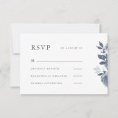 Mooie blauwe bloemenbruiloft RSVP (Voorkant)