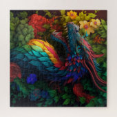 Mooie blauwe bloemendraak puzzel legpuzzel (Horizontaal)