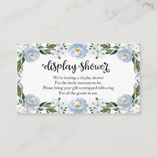 Mooie Blauwe Bloemige Baby Shower Weergave Douche Informatiekaartje