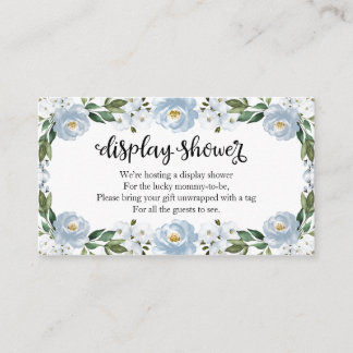 Mooie Blauwe Bloemige Baby Shower Weergave Douche Informatiekaartje