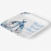 Mooie Blauwe Bloemige Bruidsjurk Bruiloft Feest Papieren Bordje (Gebogen)