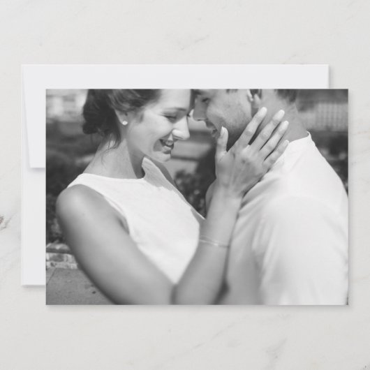 Mooie Blauwe Bloemige Foto Bruiloft Uitgesteld (Achterkant)