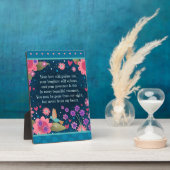 Mooie Blauwe Bloemige Kolibrie Herinneringscitaat Fotoplaat (Zijkant)