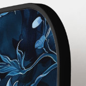 Mooie Blauwe Bloemige Oefen Pickleball Paddle (Links Detail)