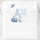 Mooie Blauwe Bloemjurk Bruidsmeisjesfeest Vierkante Sticker (Tas)