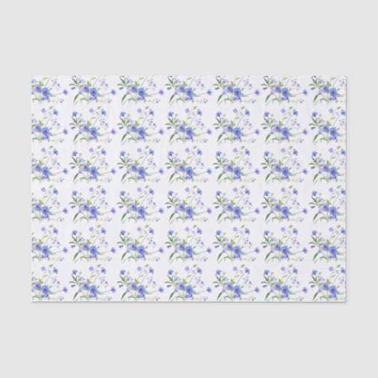 Mooie Blauwe Bloemmotief Tissuepapier (Voorkant)