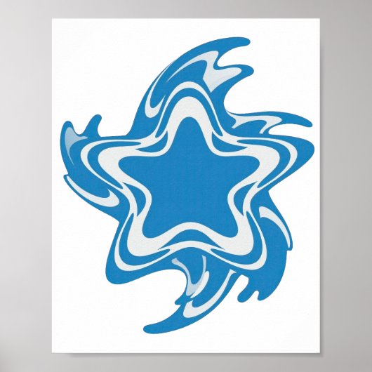 Mooie Blauwe BLUE STAR Grafisch Ontwerp Poster (Voorkant)