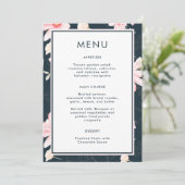 Mooie Blauwe Blush Bloemen Bruiloft Menu (Staand voorkant)