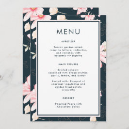 Mooie Blauwe Blush Bloemen Bruiloft Menu