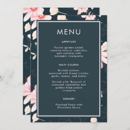 Mooie Blauwe Blush Bloemen Bruiloft Menu