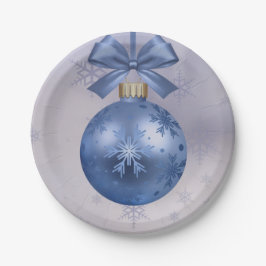 Mooie Blauwe Bobble-versiering aan een zijden lint Papieren Bordje