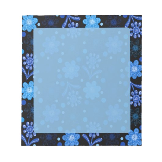 Mooie Blauwe Boho Bloemen Notitieblok (Voorkant)