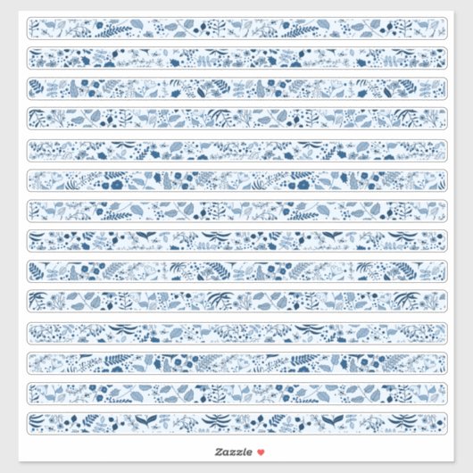 Mooie Blauwe Boho Bloemranden Sticker (Vel)