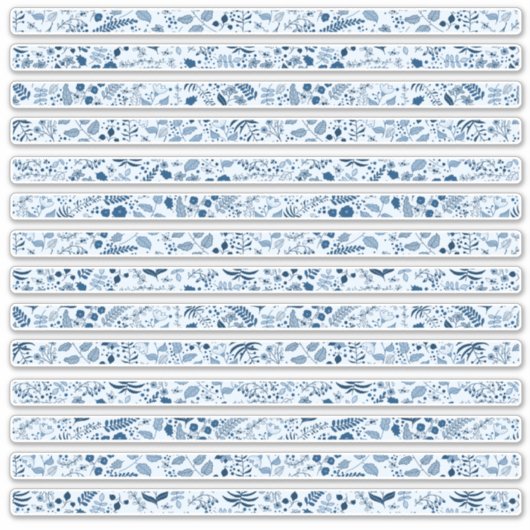 Mooie Blauwe Boho Bloemranden Sticker (Voorkant)