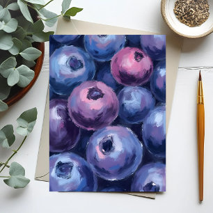 Mooie Blauwe Bosbessen   Fruit Schilderij Briefkaart