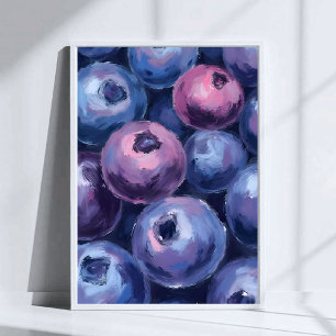 Mooie Blauwe Bosbessen   Fruit Schilderij Poster