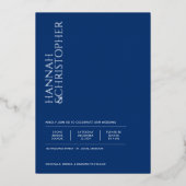 Mooie blauwe bruiloft folie uitnodiging (Voorkant)