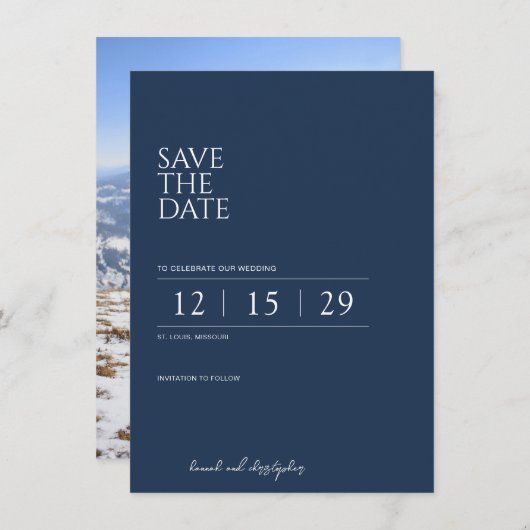 Mooie Blauwe Bruiloft Save The Date (Voorkant / Achterkant)