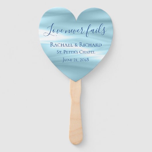 Mooie blauwe bruiloft souvenir handwaaier (Voorkant)