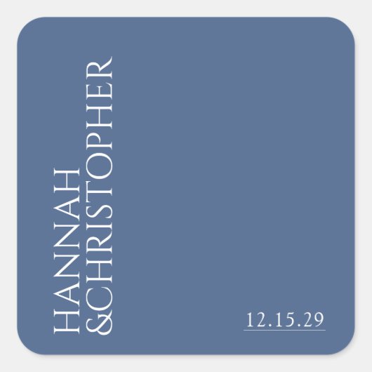 Mooie blauwe bruiloft vierkante sticker (Voorkant)