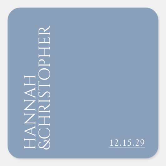 Mooie blauwe bruiloft vierkante sticker (Voorkant)