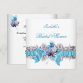 Mooie Blauwe Bruiloftsshower Witte Kanten Jarretel Kaart (Voorkant / Achterkant)