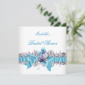 Mooie Blauwe Bruiloftsshower Witte Kanten Jarretel Kaart (Staand voorkant)