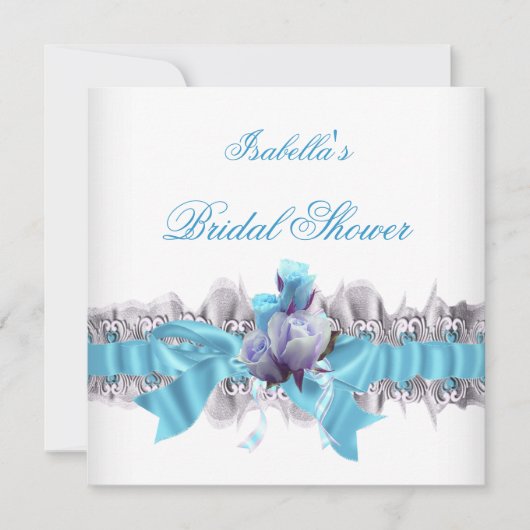 Mooie Blauwe Bruiloftsshower Witte Kanten Jarretel Kaart (Voorkant)