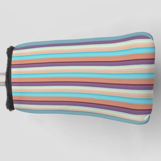 Mooie blauwe bruine strepen golfheadcover (Voorkant)