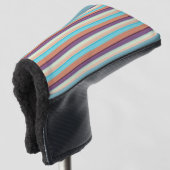 Mooie blauwe bruine strepen golfheadcover (3/4 voorkant)