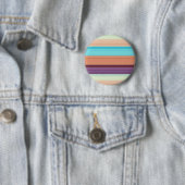 Mooie blauwe bruine strepen ronde button 5,7 cm (In situ)