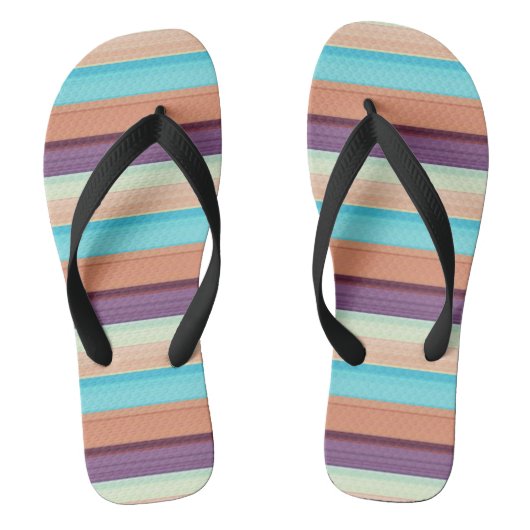 Mooie blauwe bruine strepen teenslippers (Voetbed)