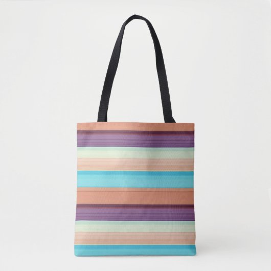 Mooie blauwe bruine strepen tote bag (Voorkant)