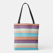 Mooie blauwe bruine strepen tote bag (Achterkant)