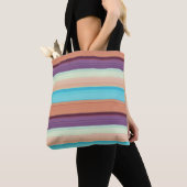 Mooie blauwe bruine strepen tote bag (Dichtbij)