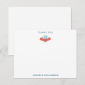 Mooie Blauwe Buitenaardse Ruimteschip 1e Verjaarda Bedankkaart (Voorkant / Achterkant)